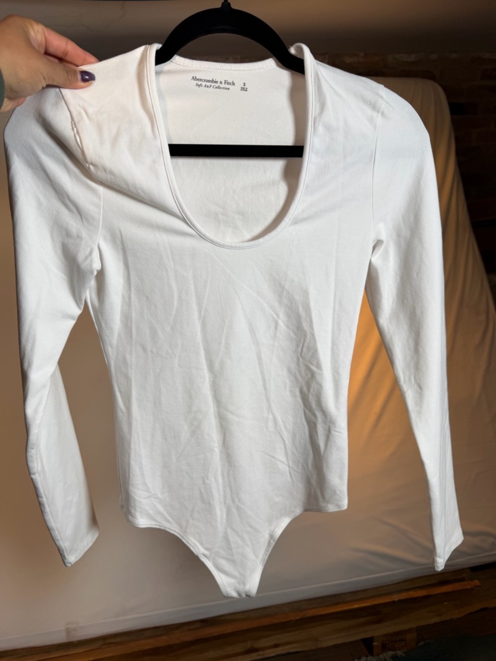 Abercrombie & Fitch White Crewneck Bodysuit
